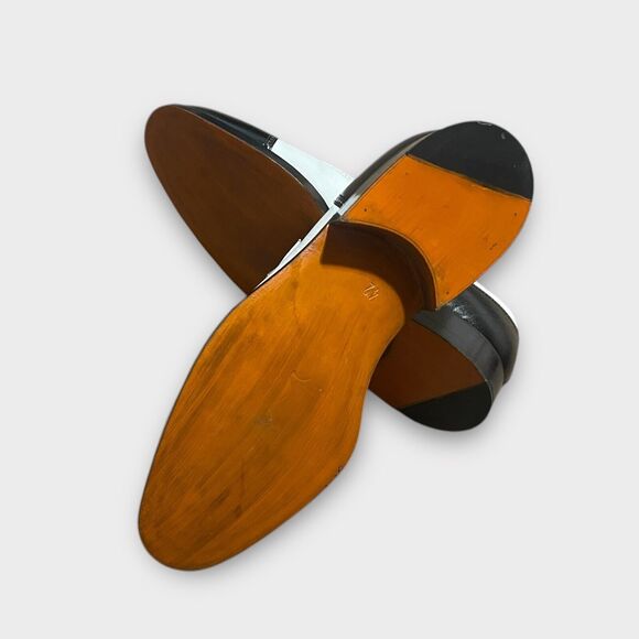 Vintage Sz 9 Custom Two-Tone Asymmetrical Buckle Men’s Dress Shoes 42 Formal - Picture 7 of 12